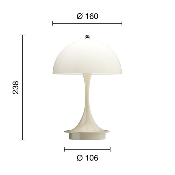 Panthella 160 Portable Bordslampa, opal beige, Louis Poulsen