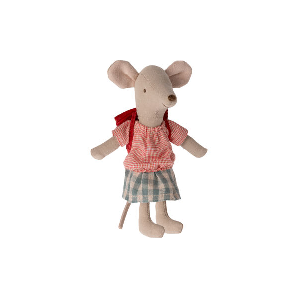 Storasyster cykelmus med väska, red, Maileg