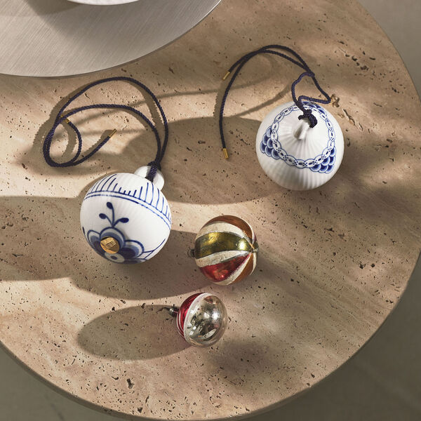 Blue Mega Fluted and Princess Christmas bauble set 2 pcs., Royal Copenhagen