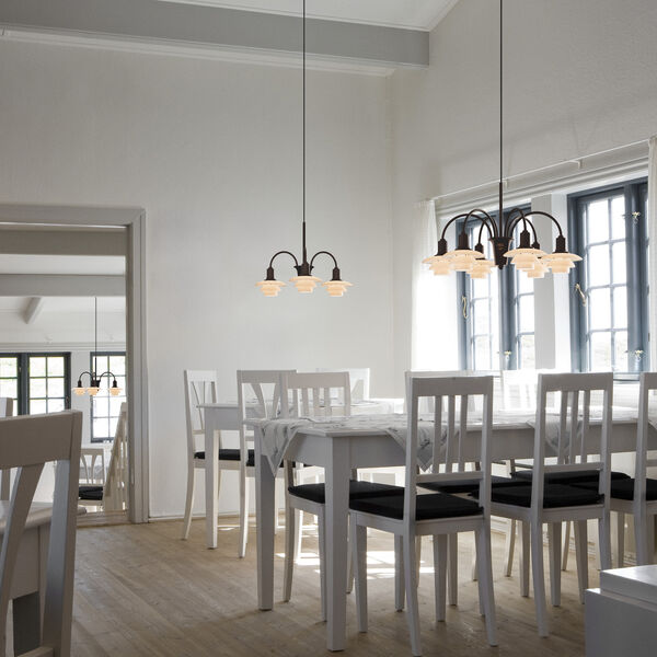 PH 1/1 Chandelier Centenary Edition 6-Armed, aged brass/dusty terracotta, Louis Poulsen