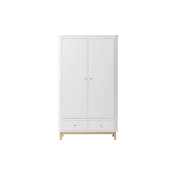 Wood Wardrobe 2 Doors, white/oak, Oliver Furniture