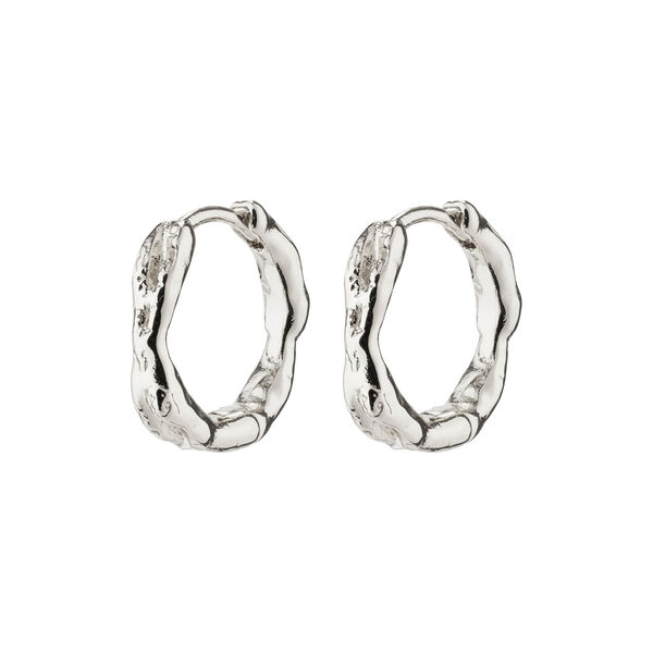 EDDY recycled organic shaped sm&aring; hoops, silver-plated, Pilgrim