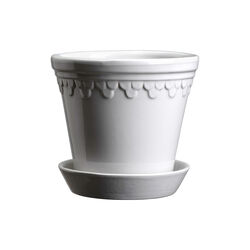 Københavner GLAZED kruka med fat, mineral white, Bergs Potter