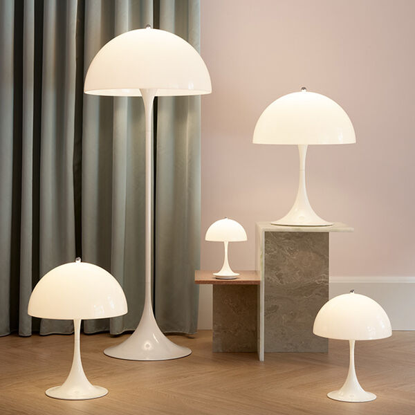 Panthella golvlampa, vit, Louis Poulsen