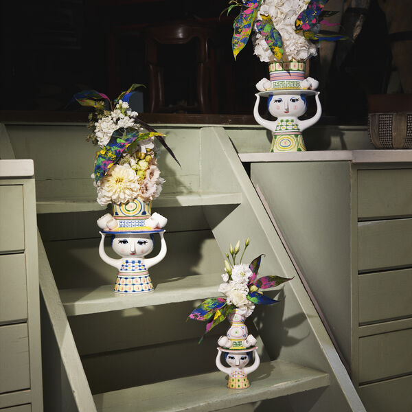 Lady with Hat vas, blå, Bjørn Wiinblad