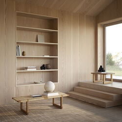 BM0488L Table Bench, oiled oak/rattan, Carl Hansen & S&oslash;n