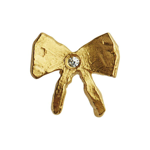 Petit Bow Earring with Stone Single, gold Petit Bow Earring with Stone Single, gold, Stine A Jewelry