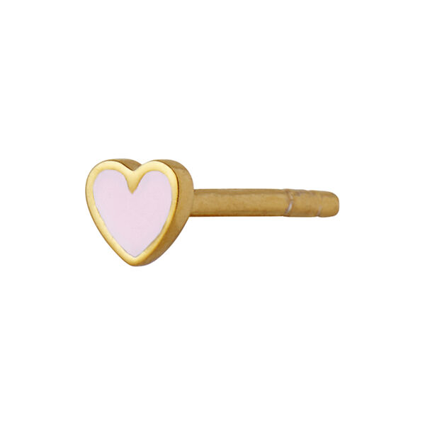 Petit Love Heart Light Pink Enamel Single, gold, Stine A Jewelry