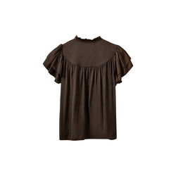 LALILASW FRILL TOP, intense brown, Sofie Schnoor