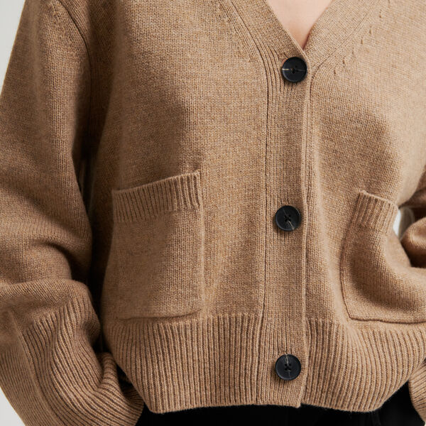 Alpha Knit Cardigan, camel melange, Second Female
