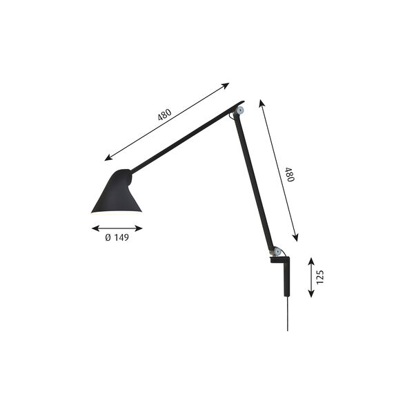 NJP v&auml;gglampa, svart, Louis Poulsen