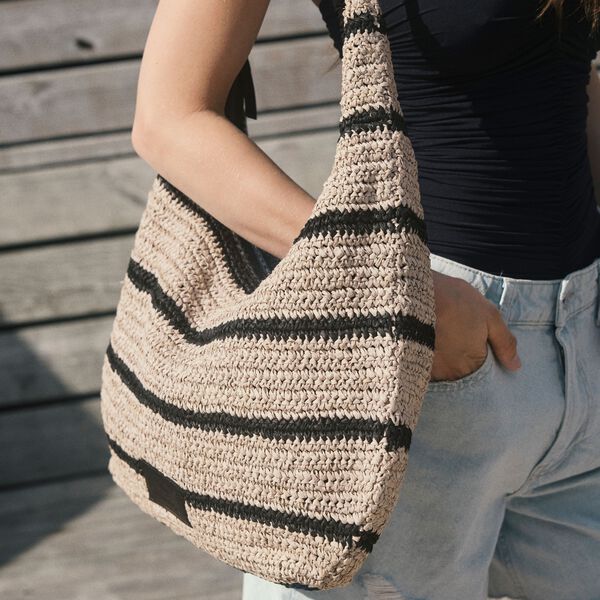 SoleaMBG Bag, Raffia, natural/black mix w/black, Markberg