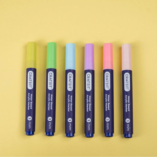 Pastel Tuschpennor 3mm 6 pcs. Pastel Tuschpennor 3mm 6 pcs., Crateit