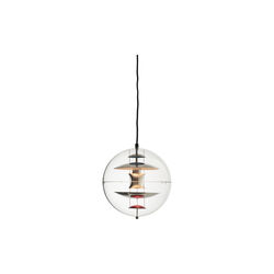 VP Globe Pendant, chrome/red/blue, Verpan