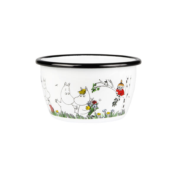 Happy Family Enamel Bowl, white, Muurla