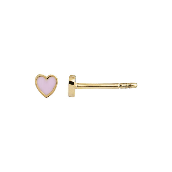 Petit Love Heart Light Pink Enamel Single, gold, Stine A Jewelry
