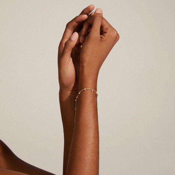 MAJA Crystal Multi Drops Armband, guldpl&auml;terat, Pilgrim