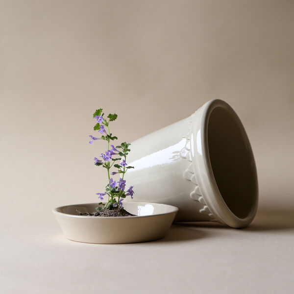 Københavner GLAZED kruka med fat, sand stone, Bergs Potter