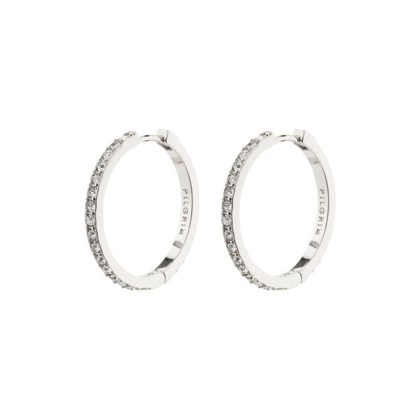 EBNA stora crystal hoops, silver-plated, Pilgrim