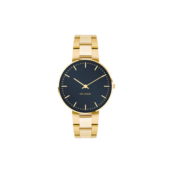City Hall armbandsur, oxford blue/gold/gold, Arne Jacobsen Watches