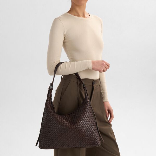 TribecaMBG Bag Weave, dark brown, Markberg