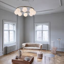 Miira 8 Circular Pendant, brass/opal, Nuura