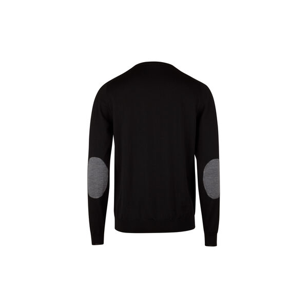 Sweater Knitted Crew Neck With Patch Merino Wool, black pattern Sweater Knitted Crew Neck With Patch Merino Wool, black pattern, Stenströms