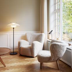 PH 80 golvlampa, vit opal/svart, Louis Poulsen