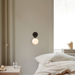 Apiales Wall Lamp, satin black/opal, Nuura