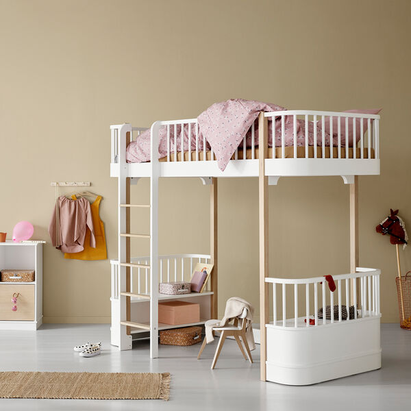 Wood Original Loft Bed 90x200 cm, white/oak Wood Original Loft Bed 90x200 cm, white/oak, Oliver Furniture