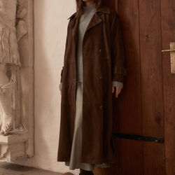 2847PBOElva suede long trench coat, smoke, PBO