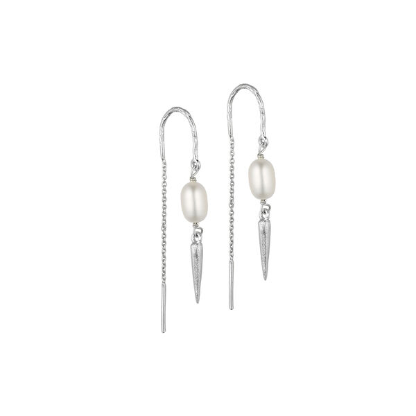 Sigrid chain earrings w. pearls, silver plated, Pure by Nat