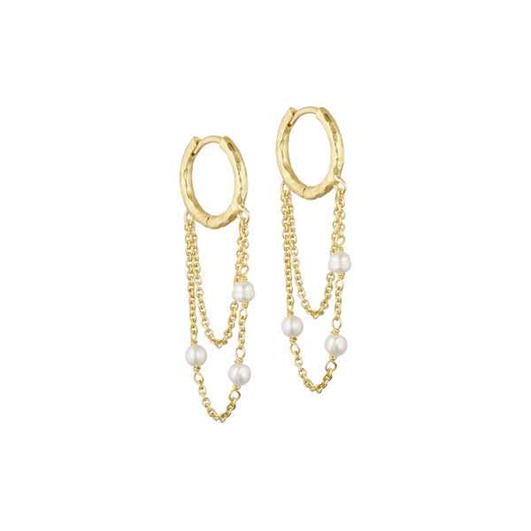 Cammi hoops w. chains, white pearls, Pure by Nat