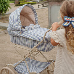 Doll Pram, captains blue check, Konges Sløjd