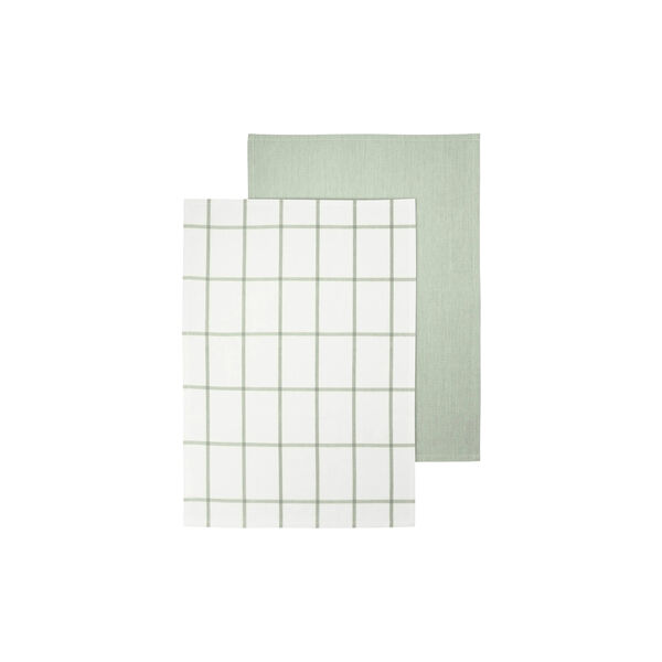 TAULO Squared Tea towel set of 2, white/desert sage, Blomus