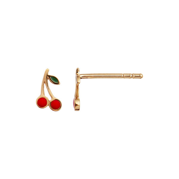 Petit Cherry Earring Enamel Single, gold, Stine A Jewelry