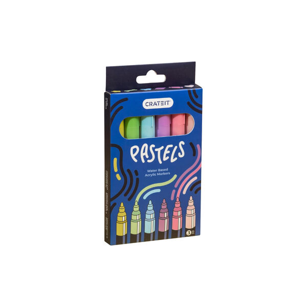 Pastel Tuschpennor 3mm 6 pcs. Pastel Tuschpennor 3mm 6 pcs., Crateit