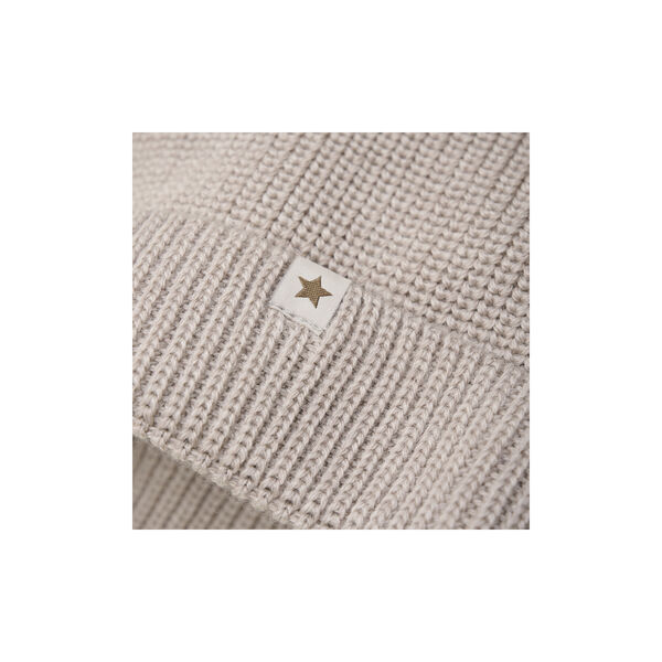 Beanie Wool Knit Pompoms, camel melange, HUTTEliHUT