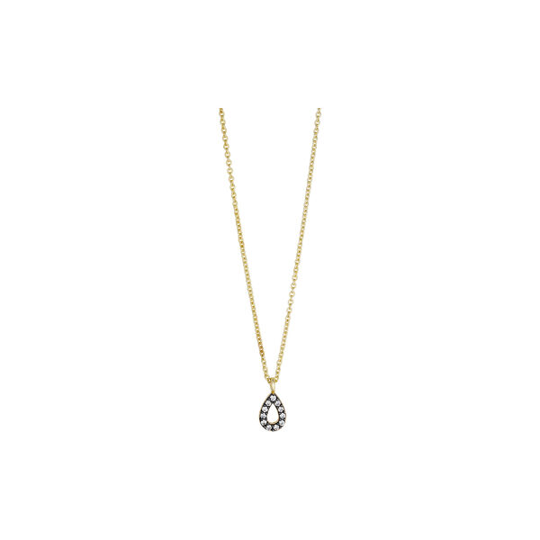 Maya necklace, gold plated/black front and zircons, Pure by Nat