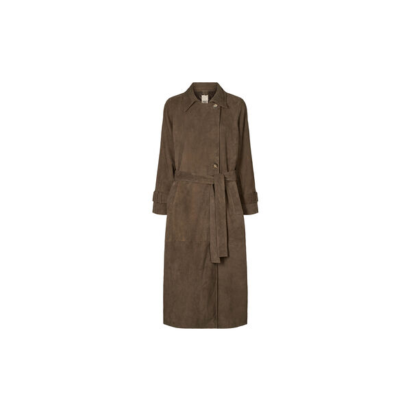 2847PBOElva suede long trench coat, smoke, PBO
