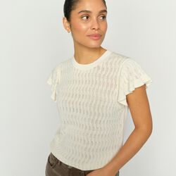 MMGanna Pattern O-Neck Knit Top, ecru, MOS MOSH