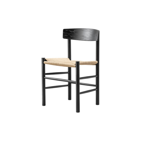 J39 Mogensen stol, black lacquered oak/natural, Fredericia Furniture