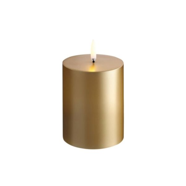 LED Smooth pillar candle | H 15 | Gold finish, Uyuni Lighting