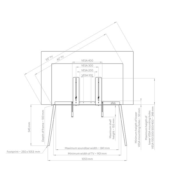 TV-stativ 42''-55'', black, JALG