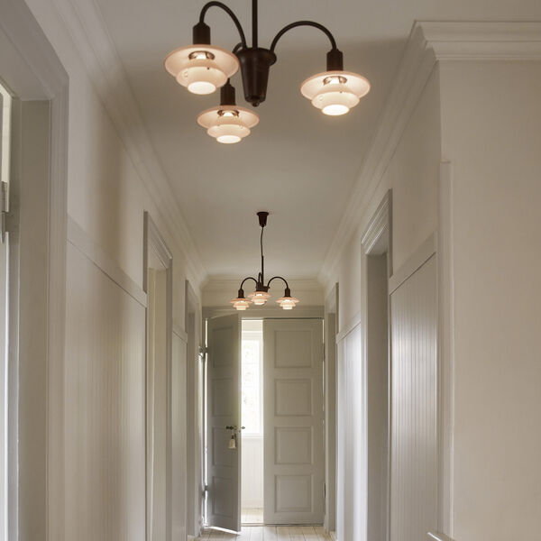 PH 1/1 Chandelier Centenary Edition 3-Armed, aged brass/dusty terracotta, Louis Poulsen