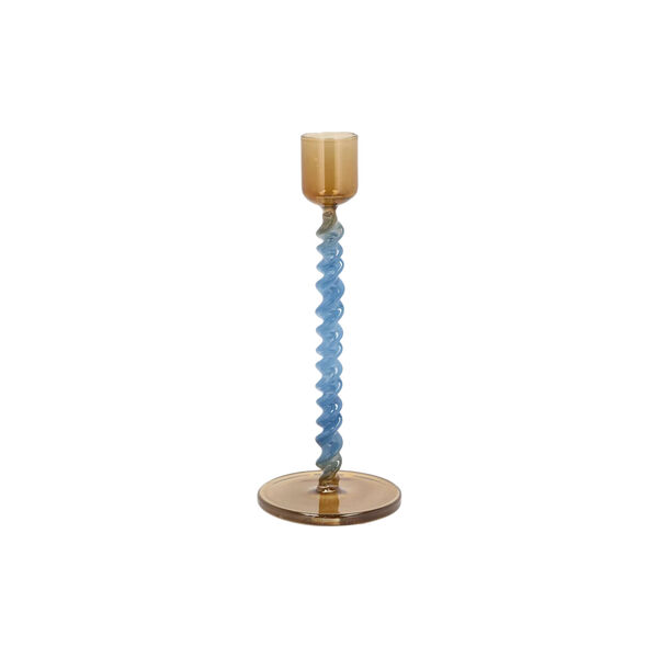 Styles glas ljusstake, blue/amber, Villa Collection
