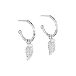 Linn hoops w. pendant, silverpläterad, Pure by Nat