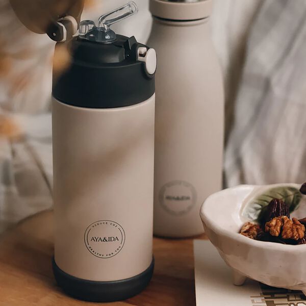 Kids Straw Bottle, cream beige, AYA&IDA