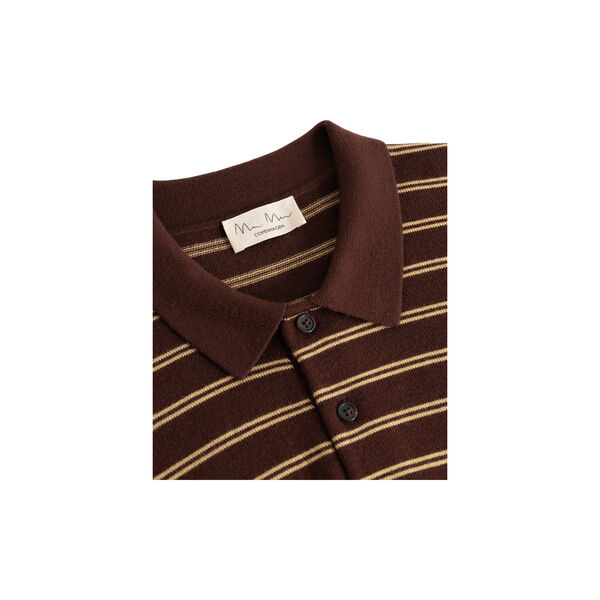 Teno Polo W Knitwear, dark wheat stripe, MarMar Copenhagen