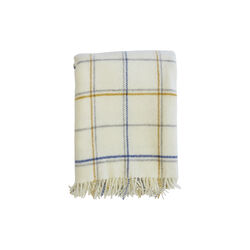 Tartan pl&auml;d, benvit/mustard, Klippan Yllefabrik